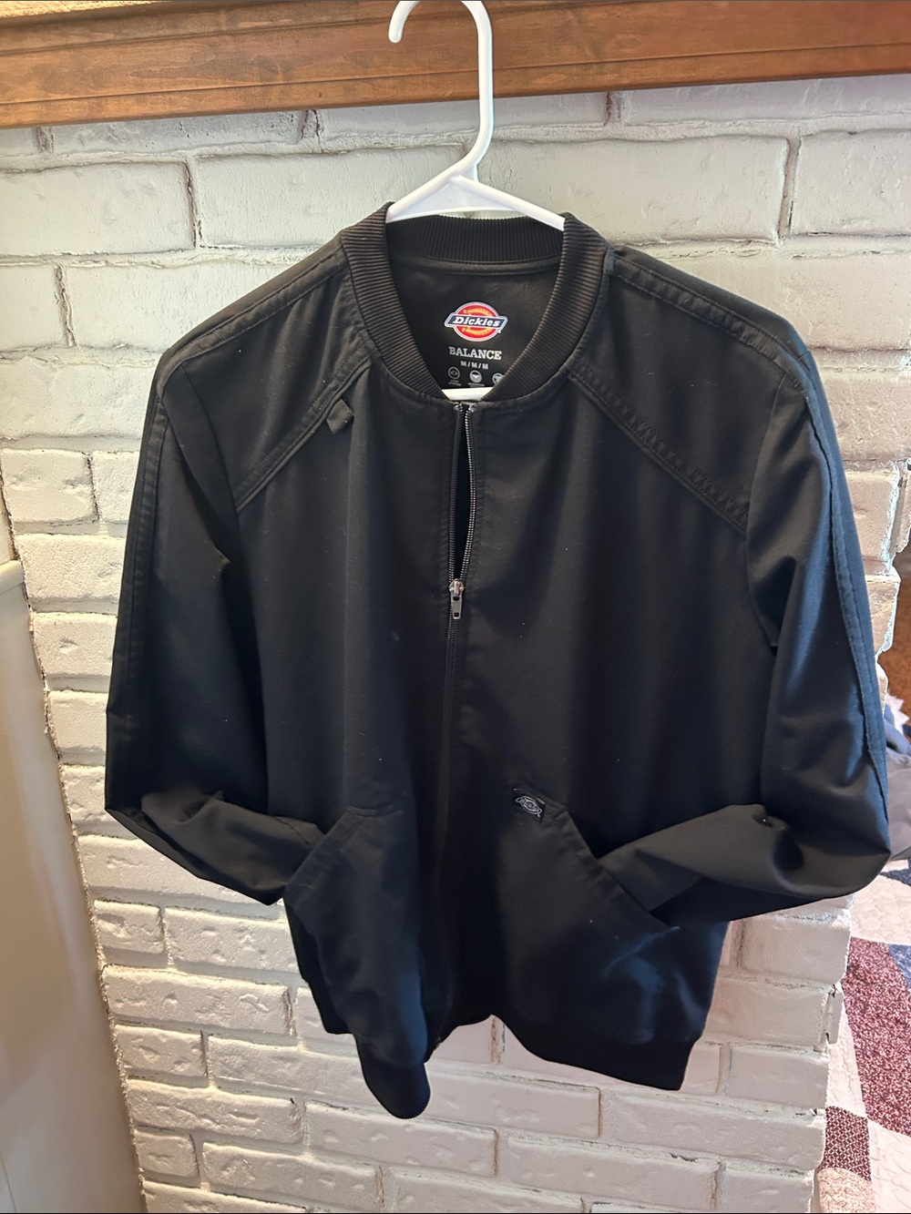 Dickies Black Bomber Scrub Jacket with Zip Front